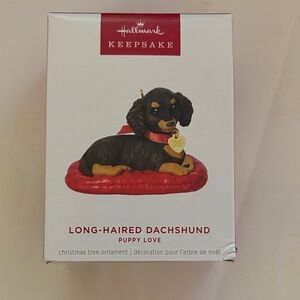 Hallmark Long-Haired Dachshund Ornament with Red Collar
